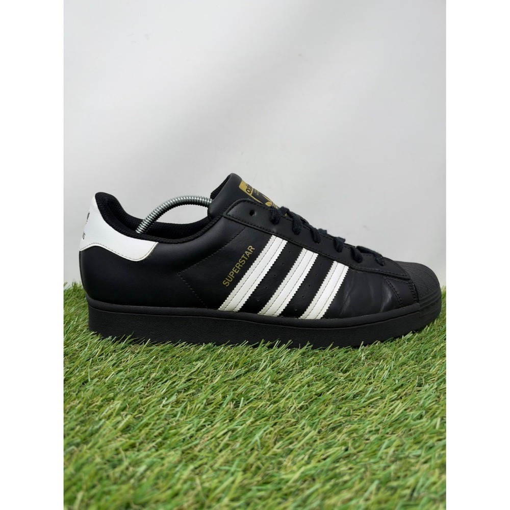 adidas Superstar Shoes Men's 13 Black Sneakers Leather Shell Toe Casual Walking